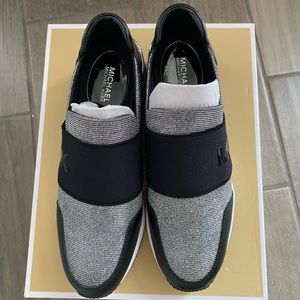 MICHAEL KORS, Blk/silver/glitter, Felix Trainer, 8M, Like new